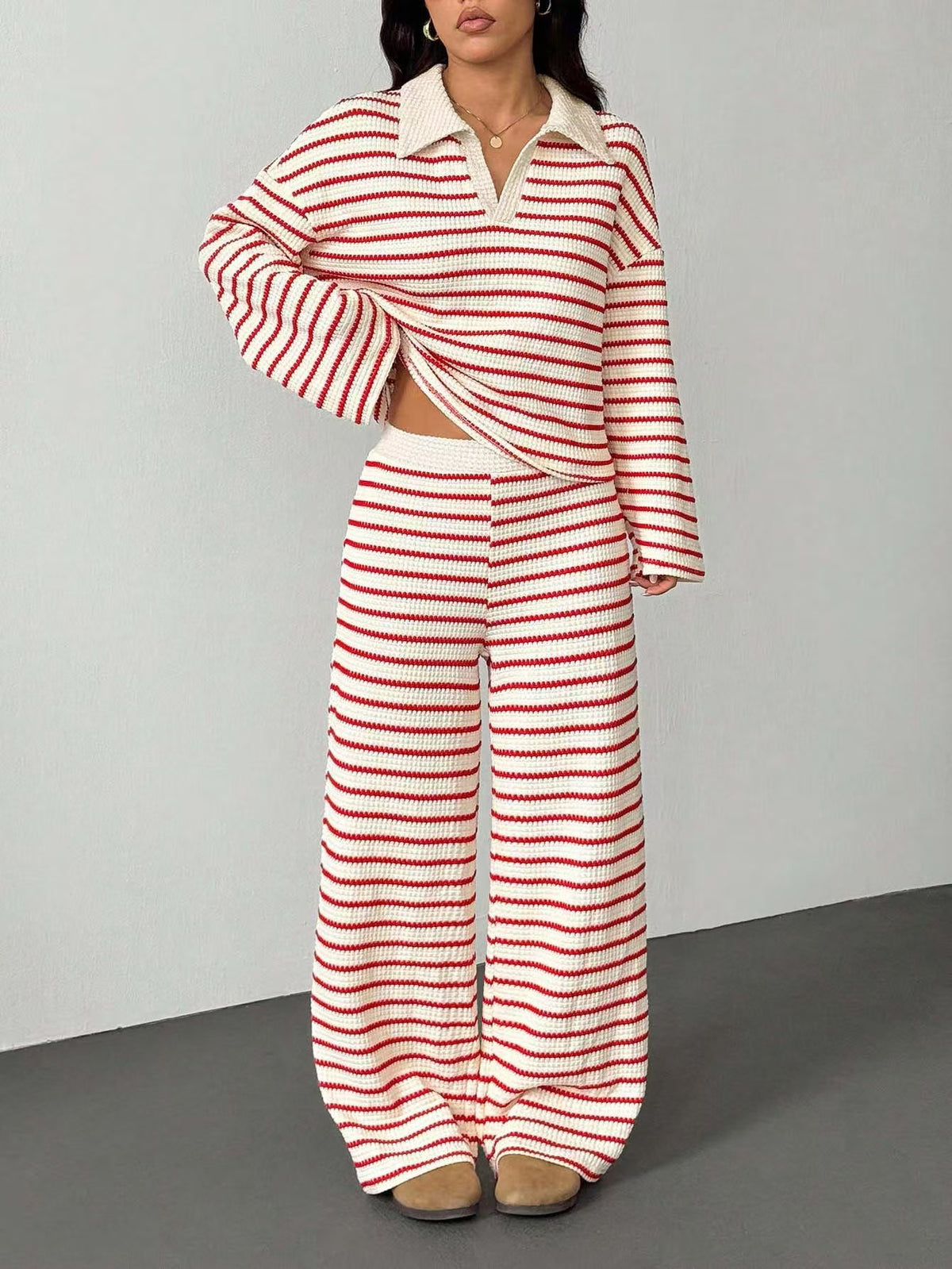 Casual loose striped suit  E1491