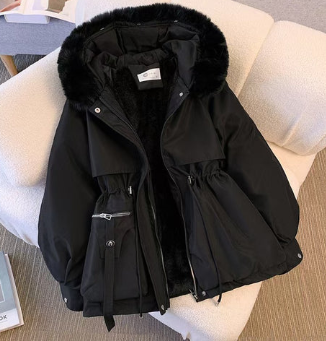 Winter Parker hooded jacket with drawstring coat  E358