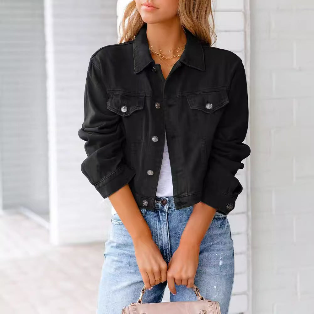 Popular denim jacket with long sleeves   E300