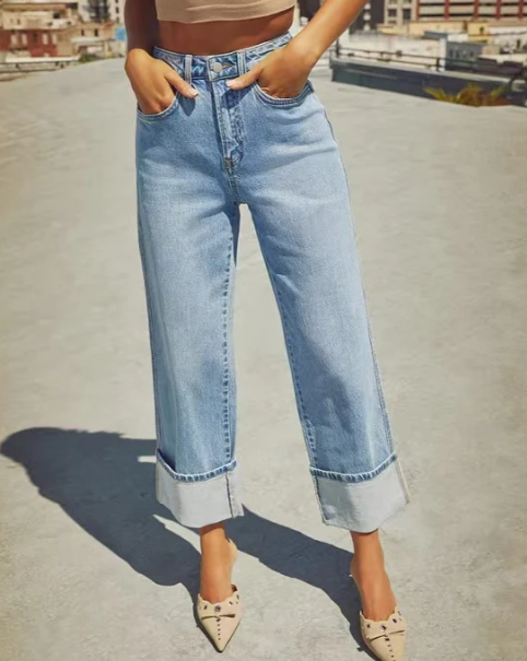 High waisted wide leg loose jean   E745