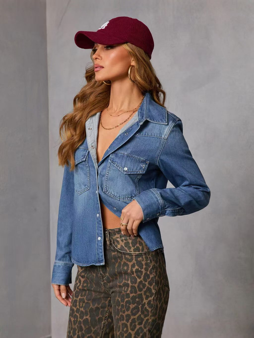 Personalized long sleeved denim shirt E1500