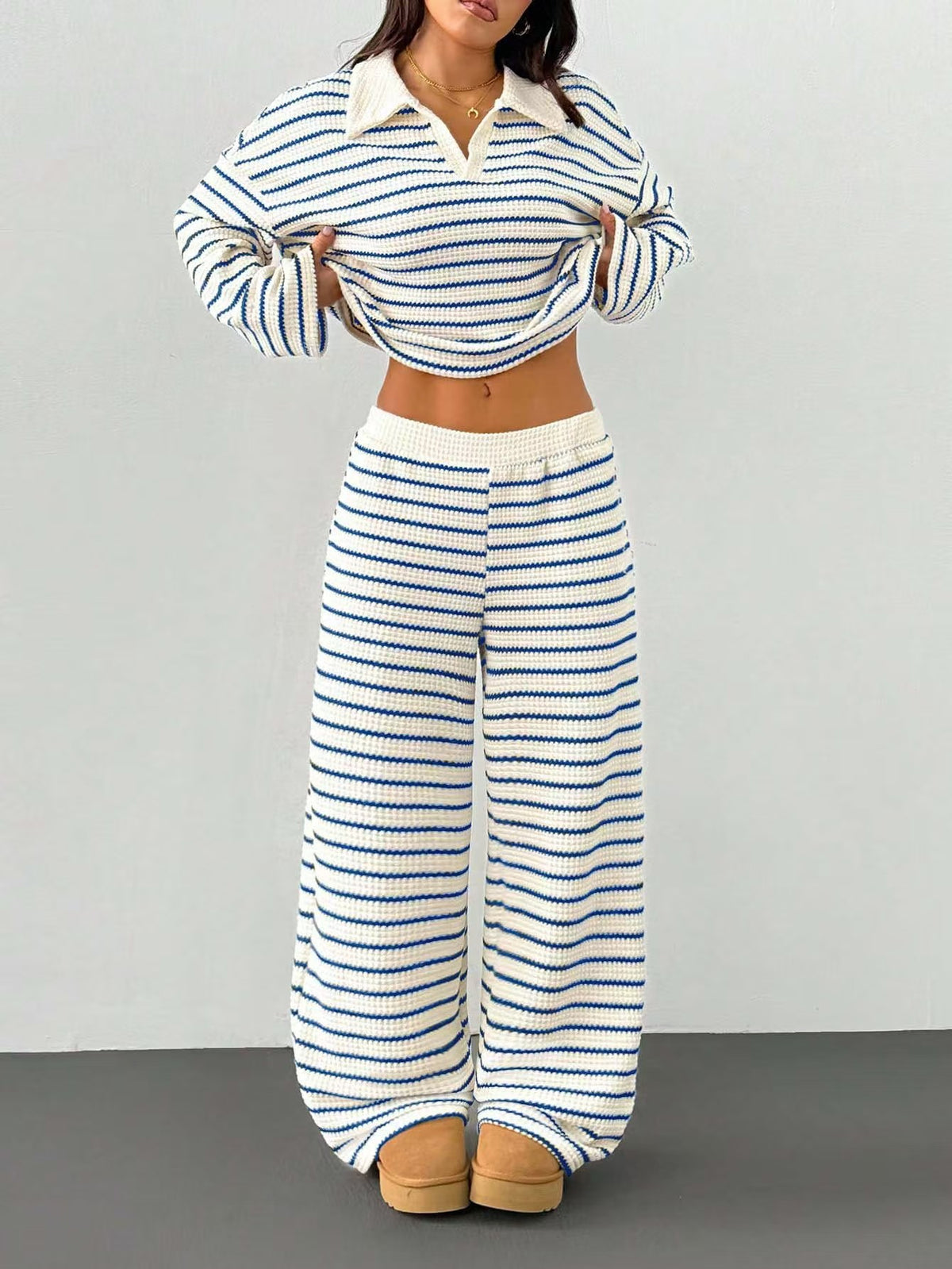 Casual loose striped suit  E1491