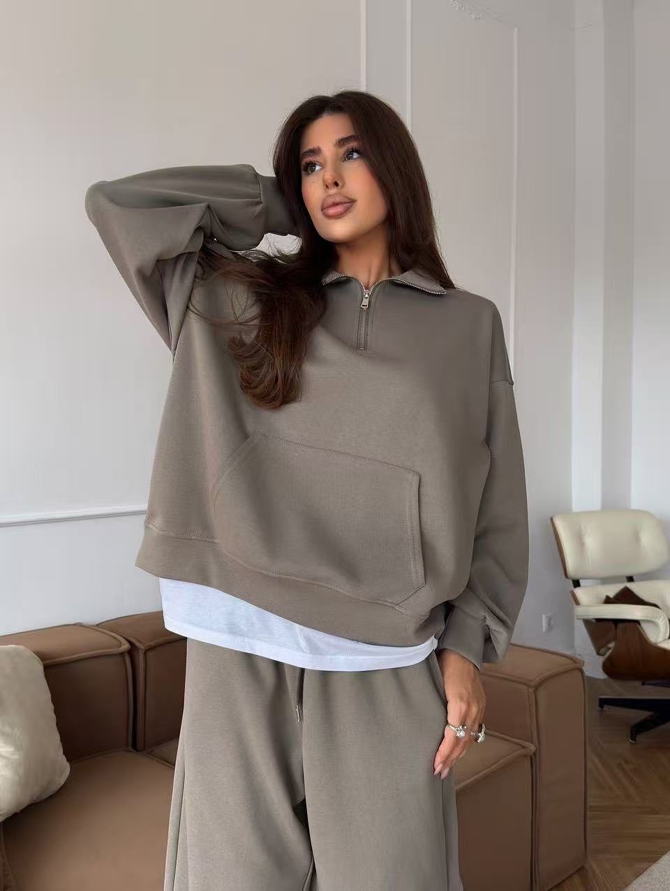 Casual loose long sleeved suit E1488