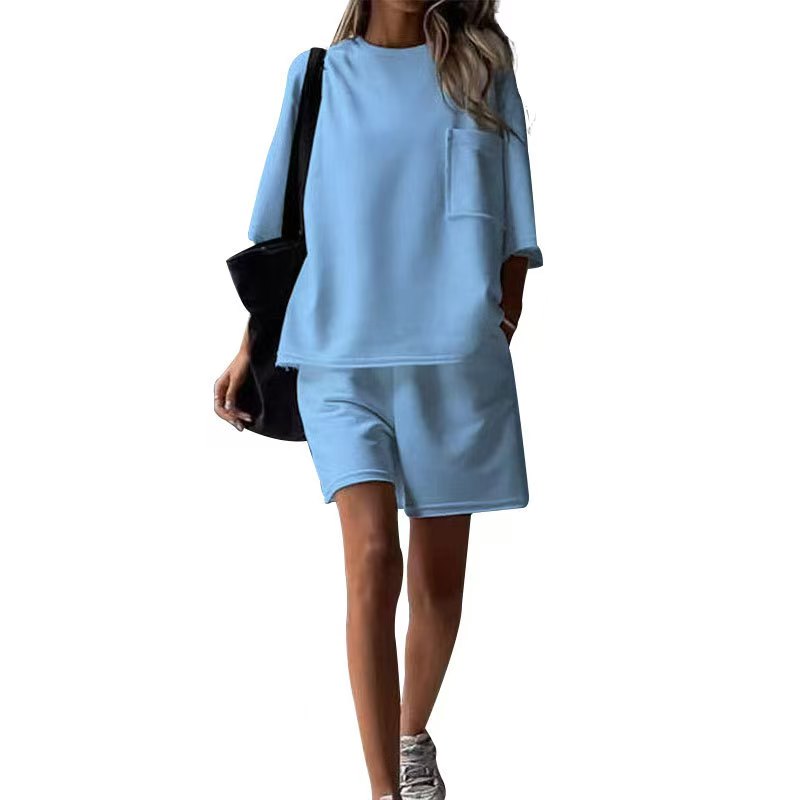 Summer casual loose short sleeved shorts set  E1239