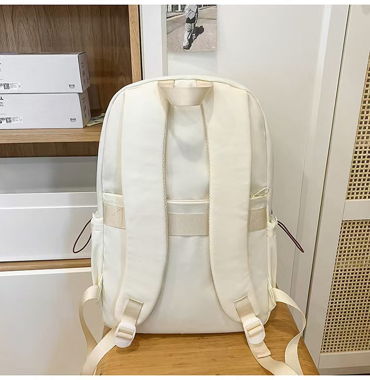 Simple solid color large capacity backpack E1335