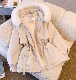 Winter Parker hooded jacket with drawstring coat  E358