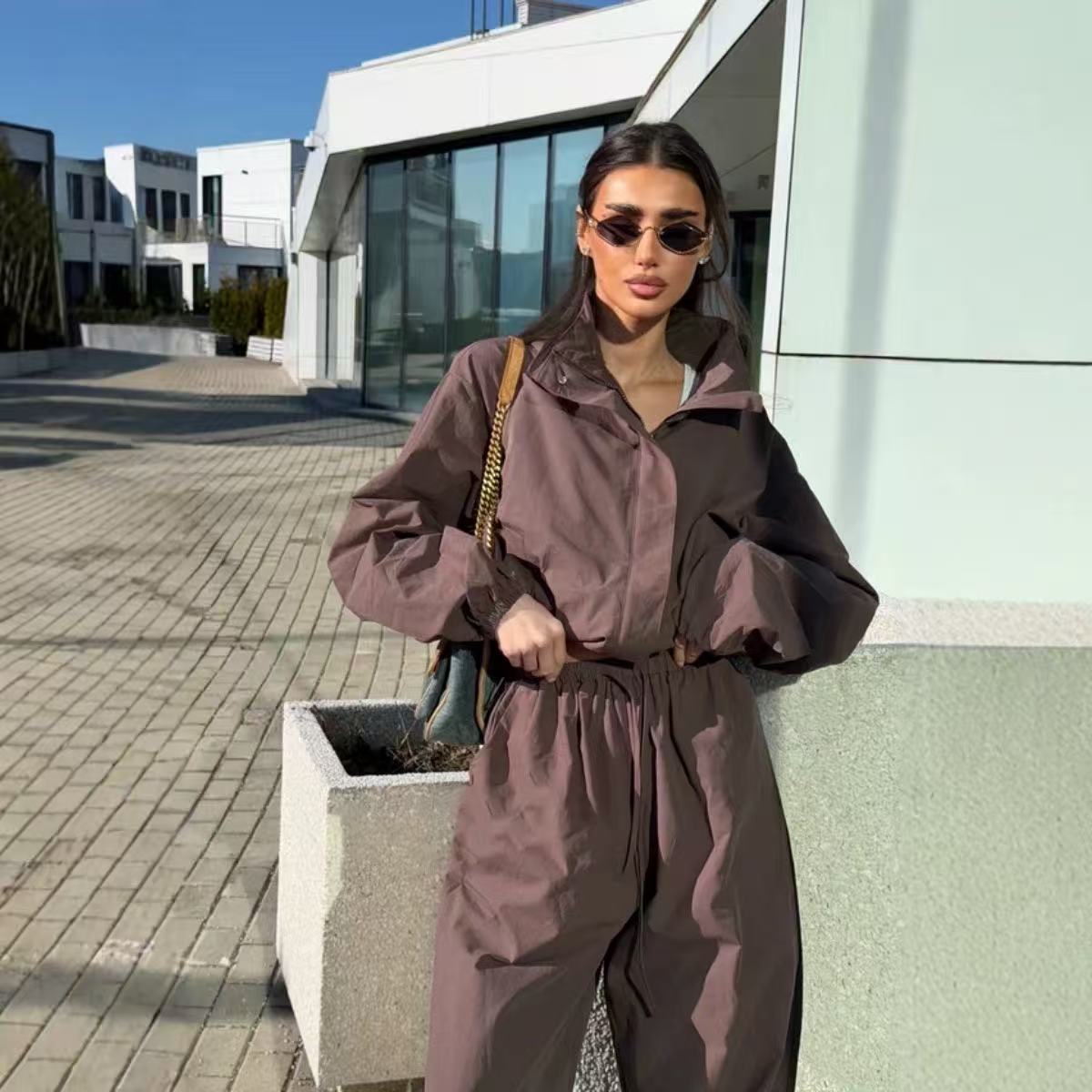 Loose casual sports cardigan set   E1489