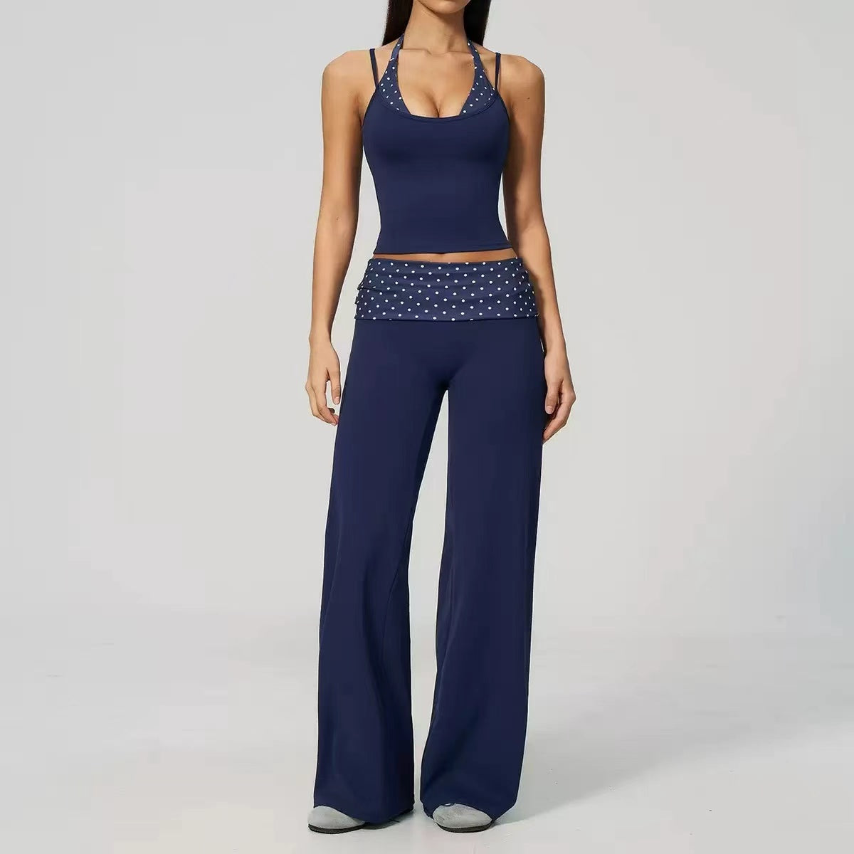 Wave point exercise quick drying yoga suit set  E1406