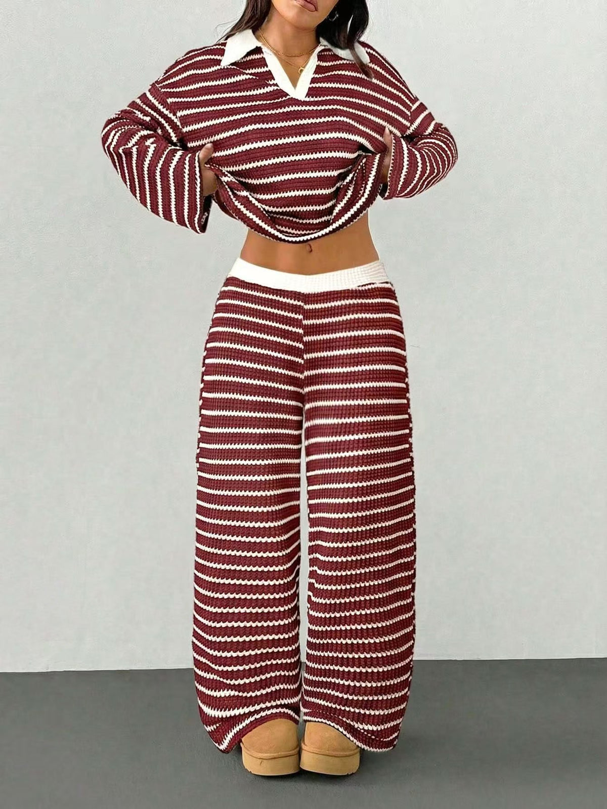 Casual loose striped suit  E1491