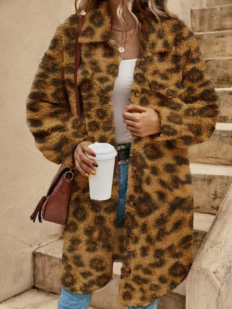 Popular loose plush coat long coat  E362
