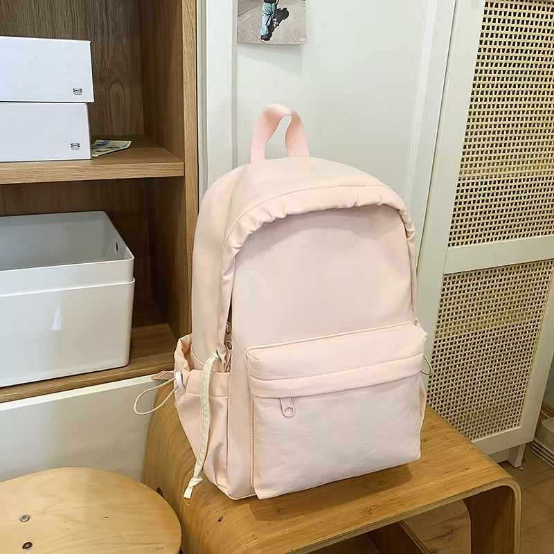 Simple solid color large capacity backpack E1335